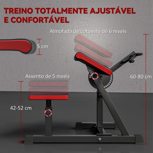 Máquina de Bíceps e Tríceps 2 em 1 Banco de Curl de Pregador com Assento e Suporte de Cotovelo Ajustáveis 105x95x80 cm Preto