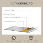 Espelho de Parede Decorativo 50x70 cm Espelho Retangular Espelho de Sala com 4 Ganchos Metálicos Estilo Moderno Madeira