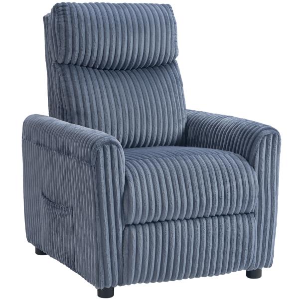 Poltrona Relax Reclinável Manual Estofada em Veludo com Apoio para Pés 73x86x100 cm Azul Escuro