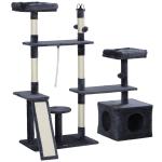 Arranhador para Gatos 134 cm com Caverna Plataformas Bolas de Jogar e Postes de Sisal 124,5x40x134 cm Cinza Escuro