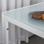 Conjunto de Refeição com Mesa Retangular de Vidro Temperado e 4 Cadeiras Estofadas em PU com Pés de Metal Branco