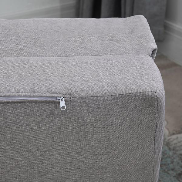 Sofá - Cama Individual Dobrável Revestido em Linho com Encosto Ajustável 5 Posições 1 Almofada Cinzento Claro