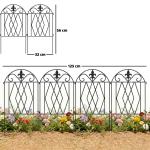 Conjunto de 4 Cercas de Jardim Metálicas 125x56 cm com Design Arqueado Resistentes e Fáceis de Instalar para Pátio Relvado Preto