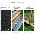 Galinheiro de Madeira Exterior Gaiola para 2 - 4 Galinhas com Grade de Arame Tetos Asfálticos Ninho Bandeja Removível Rampa e Zona Aberta 200x80x105cm Natural e Preto