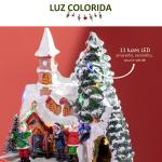 Aldeia de Natal com Luzes LED Trem Giratório e Música Decoração de Natal 20x19,5x20cm Multicor