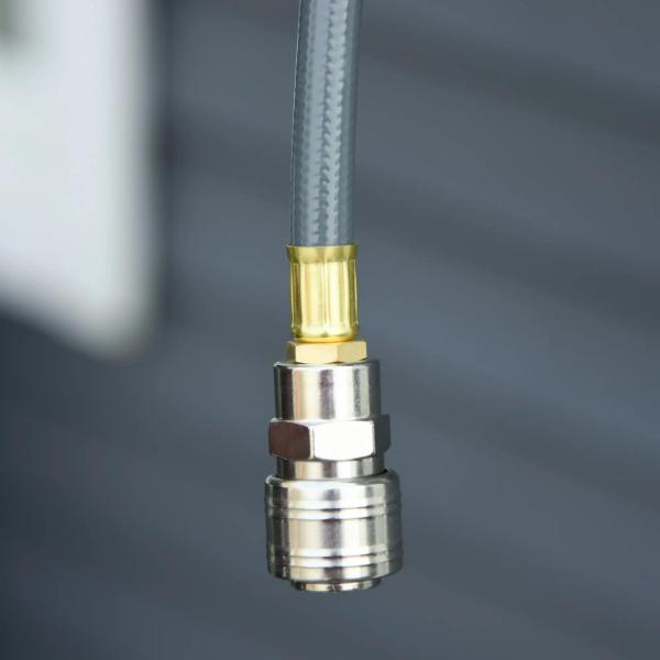 Carretel de Mangueira de Ar Comprimido Automático de 15m Conector de 1/4'' BSP com Suporte para Parede Giratório 180° Diámetro Interno 3/8'' (9,5x15 mm) Cinza