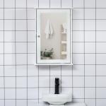 Armário de Casa de Banho com Espelho Armário com Espelho para Casa de Banho com 1 Prateleira Estilo Moderno 41x14x60 cm Branco