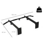 Barra de Elevações para Parede Treinamento Muscular Pull Up para Casa Carga Máxima 150kg 93,5x65x17 cm Preto