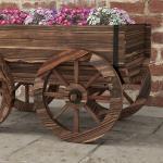 Floreira de Madeira Floreira de Exterior em Forma de Carrinho com 4 Rodas para Varanda Jardim Pátio 120x41x54 cm Madeira