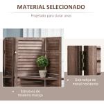 Biombo Dobrável de 4 Painéis de Madeira 162x170 cm Divisória de Ambiente com 3 Prateleiras Nogueira
