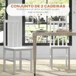 Conjunto de 2 Cadeiras de Sala de Jantar com Encosto de Ripas Estrutura de Madeira de Pinho 38,5x47,5x99 cm Branco