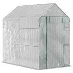 Estufa de Jardim Estufa Caseira com 4 Prateleiras Porta Enrolável Cobertura de PE 140g/m² e Estrutura de Aço para Cultivos de Plantas Flores 120x186x190cm Branco