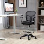 Cadeira de Escritório Ergonómica com Apoio para os Braços Apoio para os Pés e Assento Ajustáveis 59x59x95 - 115cm Preto