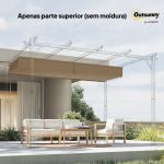 Cobertura para Teto Retrátil de 2,5x2,55 m para Pérgola 3x3 Tecido de Substituição com 10 Orifícios de Drenagem Castanho