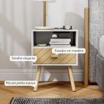 Mesa de Cabeceira com Estação de Carregamento Gaveta 2 Tomadas AC Porta USB e Tipo - C 40x35x54,7 cm Branco
