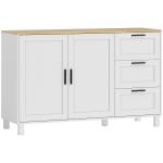 Aparador Moderno para Sala de Estar com 2 Portas e 3 Gavetas Prateleira Ajustável para Sala de Jantar Entrada 120x38x76 cm Branco