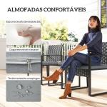 Conjunto de Móveis de Exterior de 3 Peças em Vime PE com Cadeiras Mesa de Vidro Temperado e Almofadas Cinza Claro