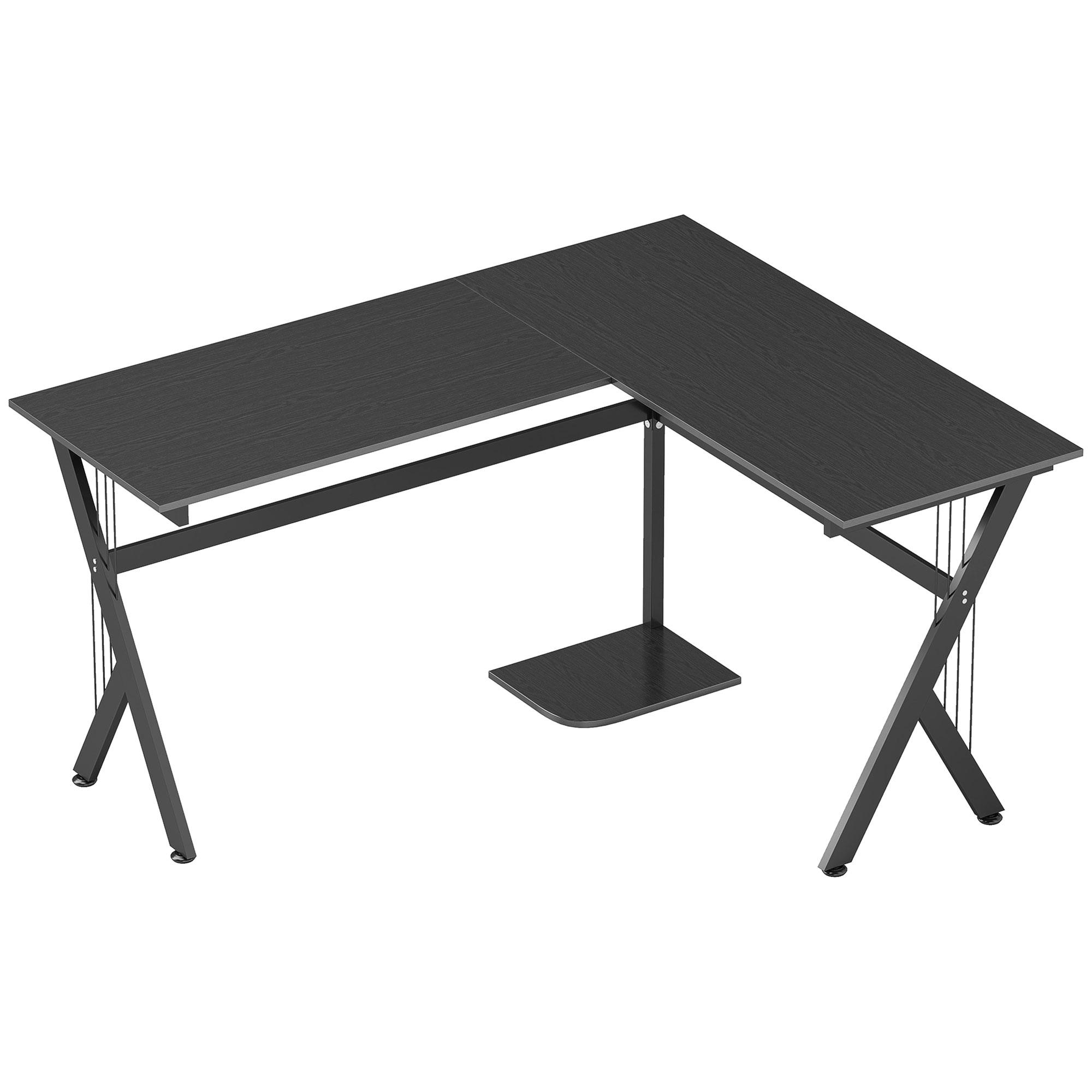 Secretária para PC Computador Secretária de canto angular para escritório 155x130x76cm Madeira preta