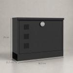 Caixa de Correio Exterior em Metal de Parede com Fechadura, 2 Chaves, Janelas de Visualização e Fecho Silencioso 36,5x11,5x29 cm Preto