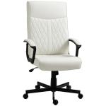 Cadeira de Escritório Giratória 360° com Encosto Alto Altura Ajustável e Função de Inclinação 65x65x102 - 112,5cm Branco creme
