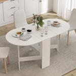 Mesa de Cozinha Dobrável Mesa de Jantar Dobrável Ovalada com Laterais Abatíveis Estilo Moderno 163x80x75 cm Branco