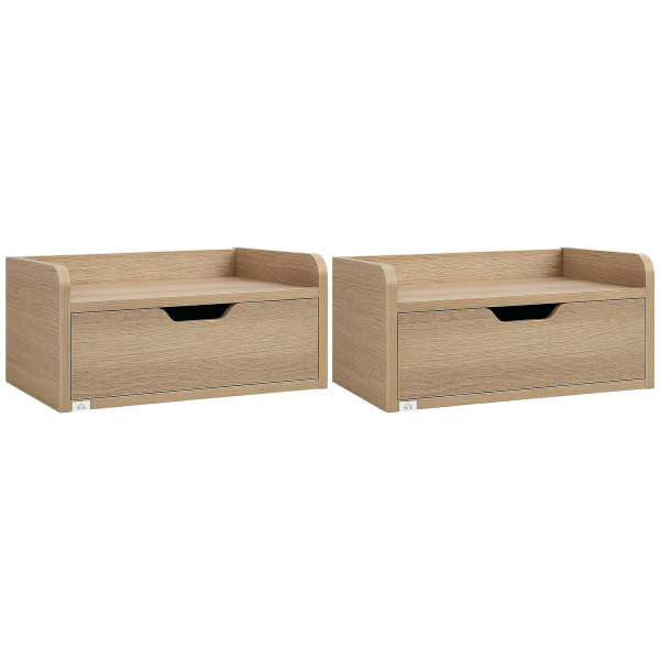 Conjunto de 2 Mesas de Cabeceira de Parede Mesas de Cabeceira Flutuantes com 1 Gaveta 40x30x19,5 cm Madeira