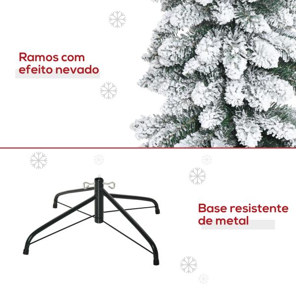 Árvore de Natal Artificial 210cm com Neve Ignífugo com 490 Ramos Verde