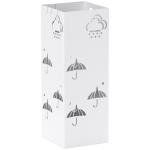 Suporte para Guarda Chuva de Aço com 4 Ganchos e Bandeja de Gotejamento Amovível 15,5x15,5x41 cm Branco