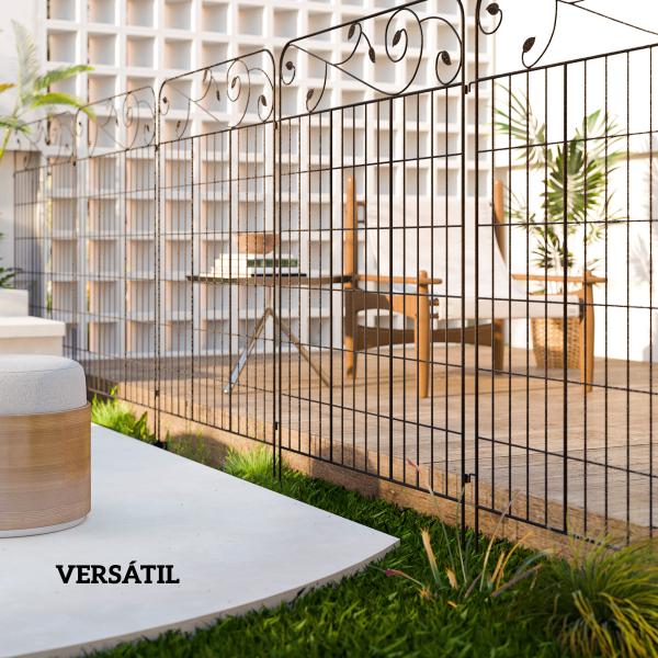 Cercas de Jardim de 4 Painéis 88x110 cm Cercas de Jardim Metálicas Cercas Decorativas com Ângulo Ajustável Preto
