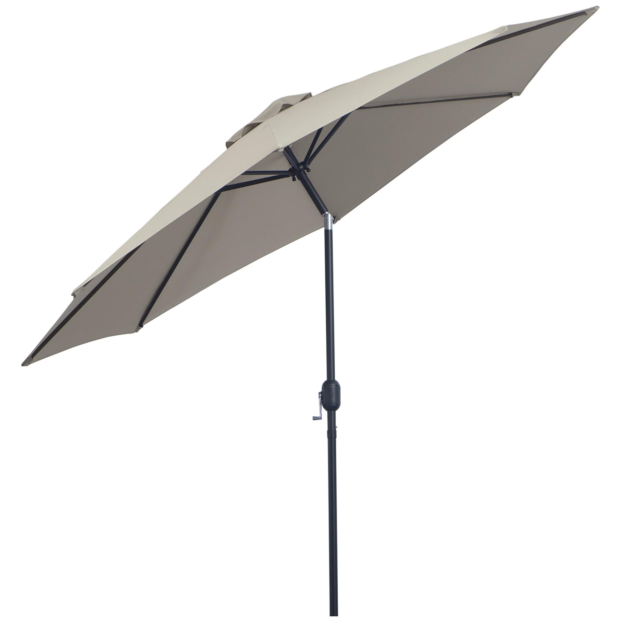 Chapéu de Sol de Jardim Ø295x250 cm com Manivela Chapéu de Sol Exterior com Mecanismo de Inclinação e Mastro Desmontável de Metal para Terraço Piscina Pátio Cinza