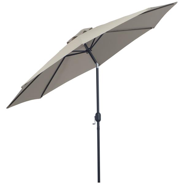 Chapéu de Sol de Jardim Ø295x250 cm com Manivela Chapéu de Sol Exterior com Mecanismo de Inclinação e Mastro Desmontável de Metal para Terraço Piscina Pátio Cinza