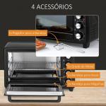 Mini Forno Elétrico de 32L 1600W com 3 Modos de Aquecimento Temperatura até 230 °C Temporizador Bandeja de Assar Ajustável em 3 Níveis 52,2x38,1x33,5cm Preto