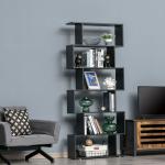 Estante com 6 Prateleiras para Livros em Formato S 80x24x191 cm preto