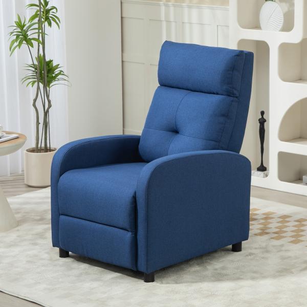 Poltrona Relax Reclinável até 155° Poltrona Reclinável Manual para Pessoas com Altura Inferior 195 cm 67x87x98 cm Azul Escuro