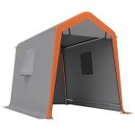 Tenda Garagem Portátil 2,4x1,8 m para Carro Impermeável com Porta Zipada e Enrolável, Janelas UPF30+ Cinzento Claro