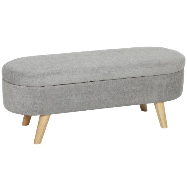 Banco para Pé de Cama Banco de Armazenamento com Pés de Madeira e Assento Acolchoado 110x40x43 cm Cinzento