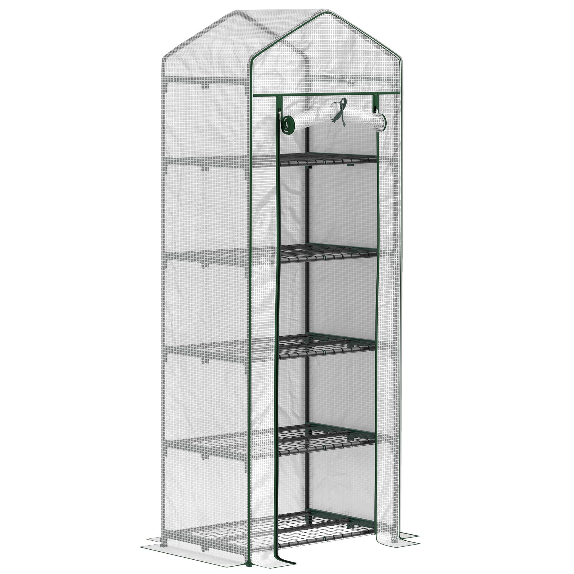 Estufa de Jardim Vertical 69x49x193 cm com 5 Prateleiras Estufa para Plantas e Cultivos com Cobertura Transparente de PE Verde