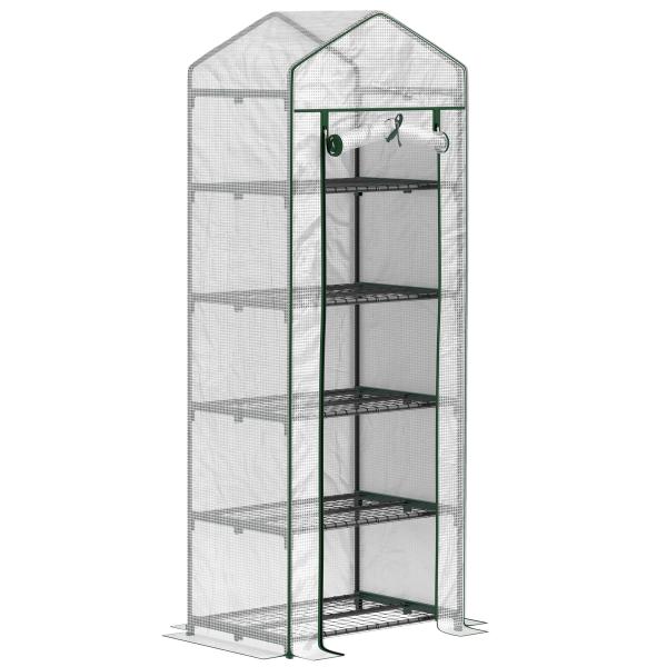 Estufa de Jardim Vertical 69x49x193 cm com 5 Prateleiras Estufa para Plantas e Cultivos com Cobertura Transparente de PE Verde