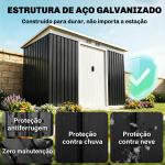 Abrigo de Jardim 280x130x172cm Abrigo de Exterior de Aço Galvanizado com Porta Corredeira e Ventilações Cinza Escuro