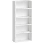 Estante de 5 Níveis Estante para Livros com 2 Prateleiras Ajustáveis para Sala de Estar Escritório Quarto 60x24x133,5 cm Branco