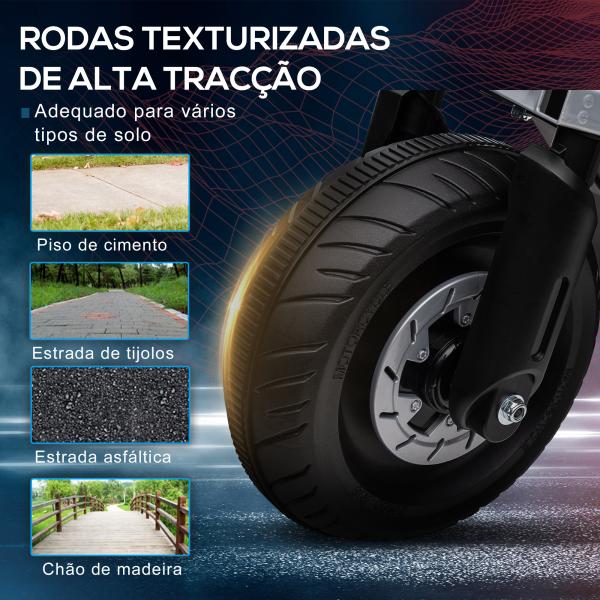 Mota Elétrica Infantil 6V com Farol Música Buzina Velocidade 3km/h Avance e Retrocesso 86x44x58cm Preto e Branco