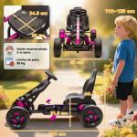 Kart a Pedais para Crianças com Embraiagem Automática Travão e Rodas Antiderrapantes em EVA 100x59x60,5 cm Rosa
