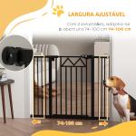 Barreira de Segurança Extensível para Animais de Estimação com Fecho Automático e Sistema de Duplo Bloqueio 74 - 100x76 cm Preto