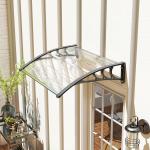 Marquise de Proteção 75x100 cm para Portas e Janelas contra Sol e Chuva com Suporte de Liga de Alumínio Transparente e Preto