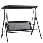 Baloiço de Jardim de 2 Lugares Baloiço com Teto Ajustável em Ângulo para Terraço Balcão Carga Máxima 200kg Aço 172x110x155cm Preto