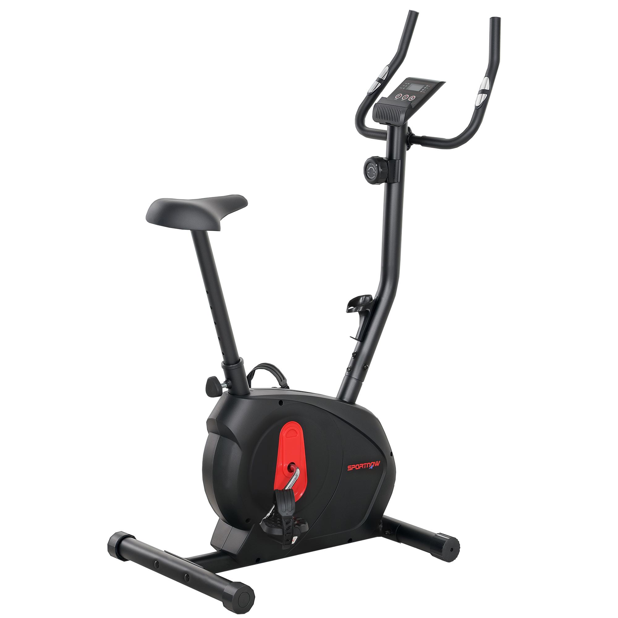 Bicicleta Estática com 8 Níveis de Resistência Magnética Sensor de Frequência Assento Ajustável Ecrã LCD 88x50,5x131,5 cm Preto