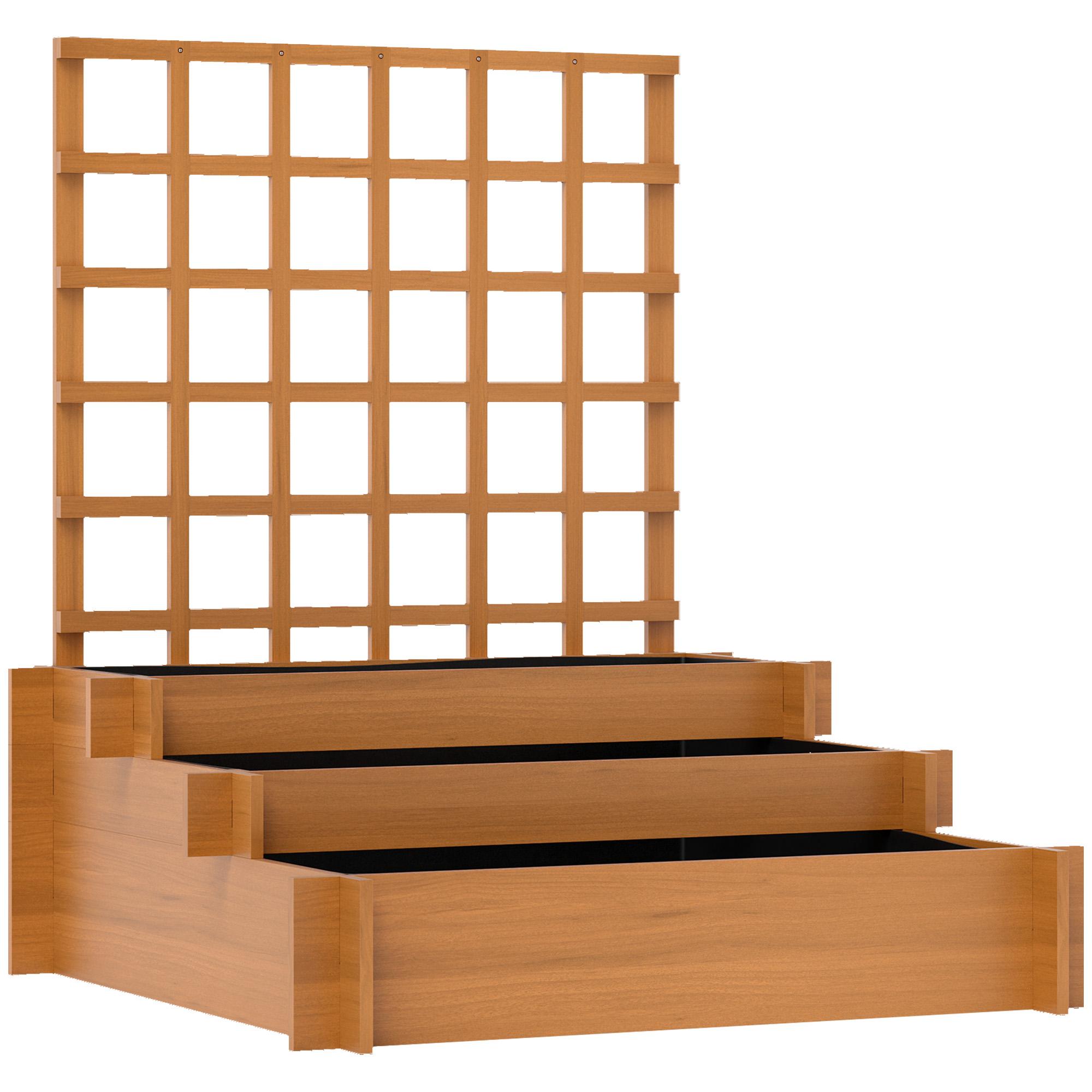 Floreira de 3 Níveis com Treliça Hortal Vertical com Tecido não Tecido para Cultivos de Verduras Flores 95x95x110 cm Castanho