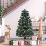 Árvore de Natal 120cm com 130 Luzes LED de Múltiplas Cores e Estrela Decorativa Ø66x120 cm Verde