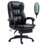 Cadeira de Escritório e Giratória Cadeira de Escritório com Altura Ajustável 6 Pontos de Massagem Controle Remoto e Apoio para os Pés Retrátil 68,5x68,5x119 - 127cm Preto