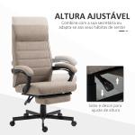 Cadeira de Escritório Reclinável com Altura Ajustável Apoio para os Braços Apoio para os Pés Retrátil 68x67x106 - 114cm Marrom